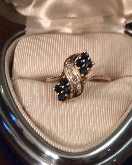 14k Gold Diamond & Sapphire ring