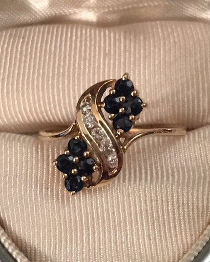 14k Gold Diamond & Sapphire ring