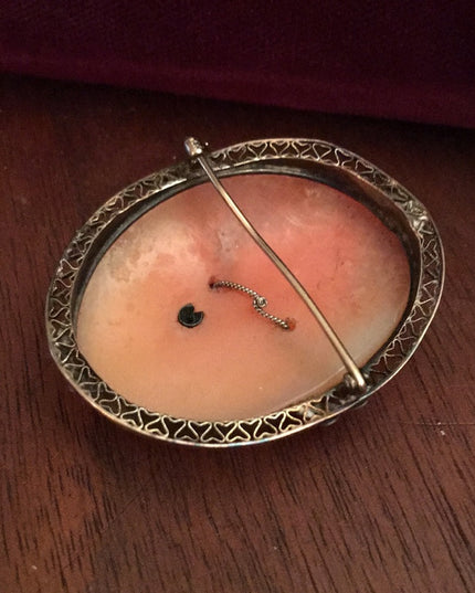 Victoria Antique 14k Gold Cameo W Diamond handcarved