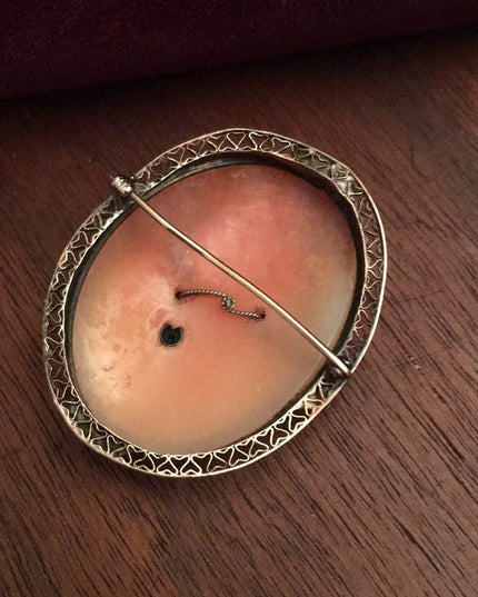 Victoria Antique 14k Gold Cameo W Diamond handcarved