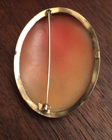 Antique Victorian 14k Gold Angel Cameo Brooch