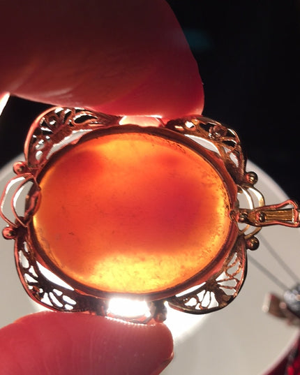 Antique Victorian 14k Gold High Relief Cameo necklace pendant