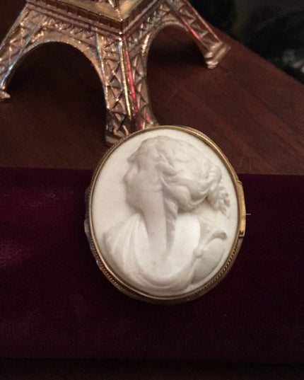 Antique Victorian Lava Cameo TLC Gold