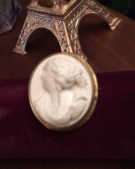 Antique Victorian Lava Cameo TLC Gold