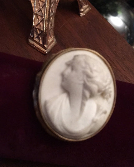 Antique Victorian Lava Cameo TLC Gold