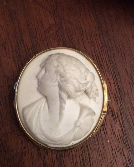 Antique Victorian Lava Cameo TLC Gold