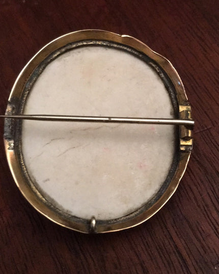 Antique Victorian Lava Cameo TLC Gold