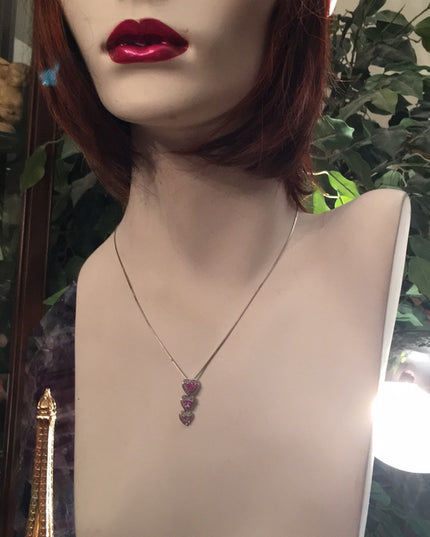 14k & 10k White gold pink topaz heart necklace 💗
