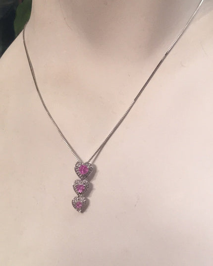 14k & 10k White gold pink topaz heart necklace 💗