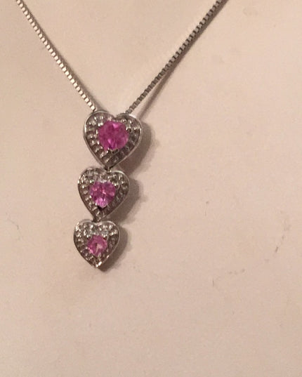 14k & 10k White gold pink topaz heart necklace 💗
