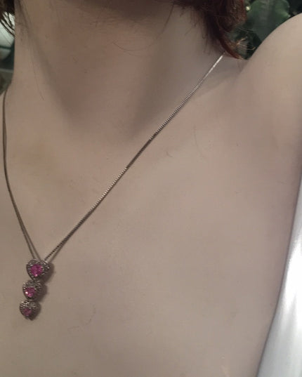 14k & 10k White gold pink topaz heart necklace 💗