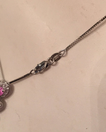 14k & 10k White gold pink topaz heart necklace 💗