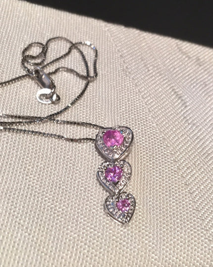 14k & 10k White gold pink topaz heart necklace 💗