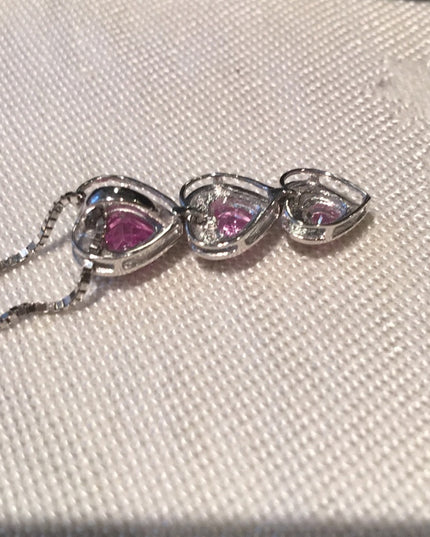 14k & 10k White gold pink topaz heart necklace 💗