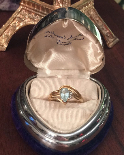 14k Gold Diamond & London Blue Topaz ring
