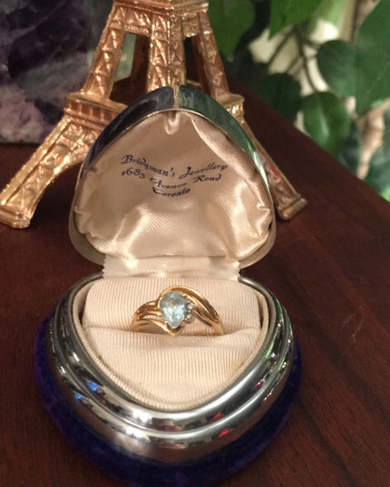 14k Gold Diamond & London Blue Topaz ring