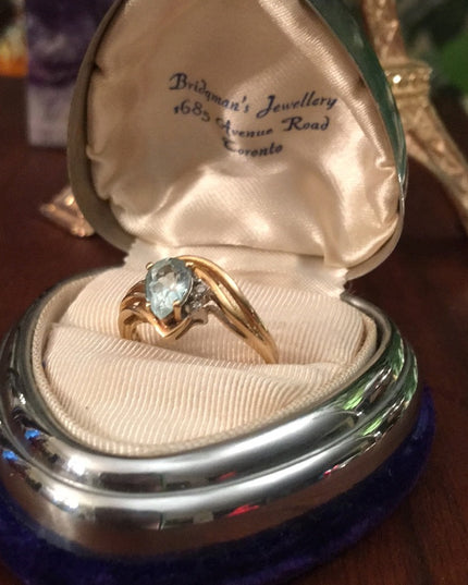 14k Gold Diamond & London Blue Topaz ring