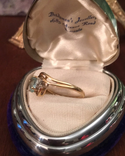14k Gold Diamond & London Blue Topaz ring