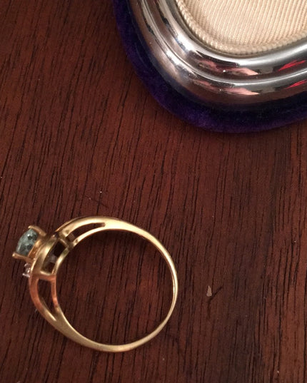14k Gold Diamond & London Blue Topaz ring