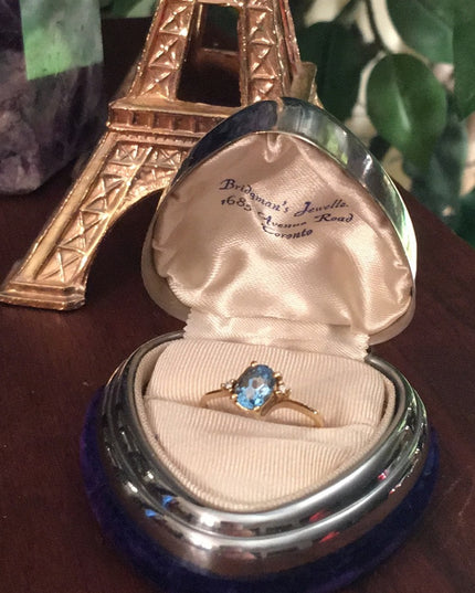 10k Gold London Blue Topaz & diamond ring