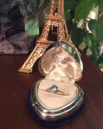 10k Gold London Blue Topaz & diamond ring