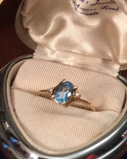 10k Gold London Blue Topaz & diamond ring