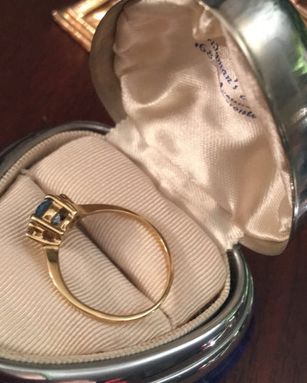 10k Gold London Blue Topaz & diamond ring