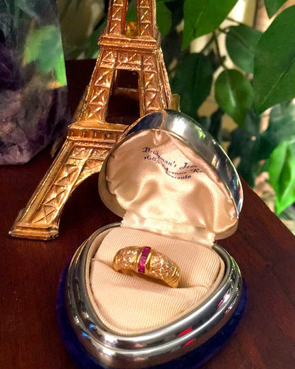 14k gold Diamond & Ruby wedding Band