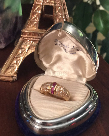 14k gold Diamond & Ruby wedding Band