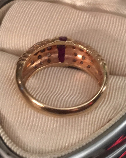 14k gold Diamond & Ruby wedding Band