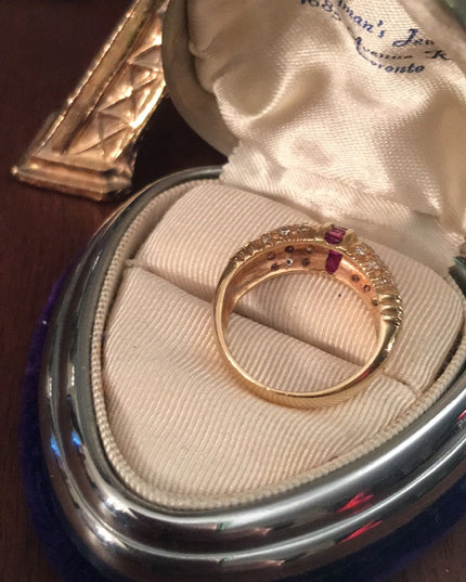 14k gold Diamond & Ruby wedding Band