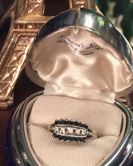 14k Gold Sapphire & Diamond stacker ring