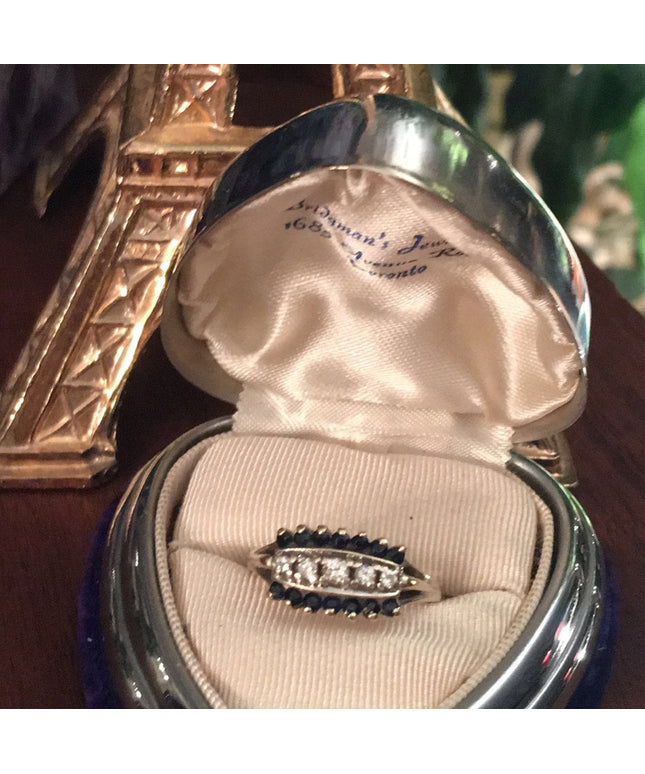 14k Gold Sapphire & Diamond stacker ring