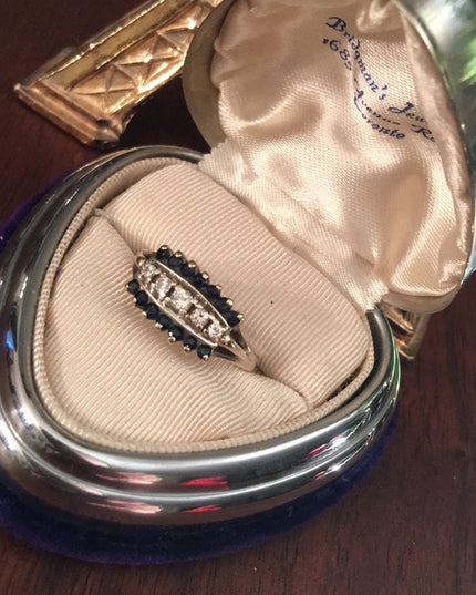 14k Gold Sapphire & Diamond stacker ring