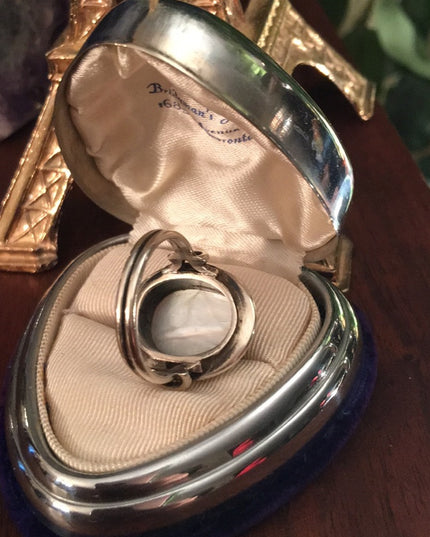Antique Victorian carved MOP Sterling cameo ring Spectacular 925
