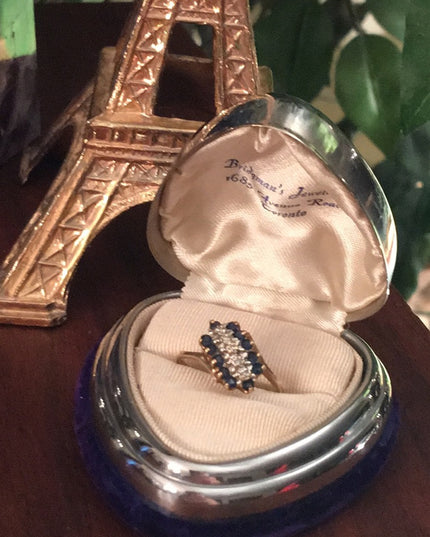 10k Gold Sapphire & Diamonds cocktail ring