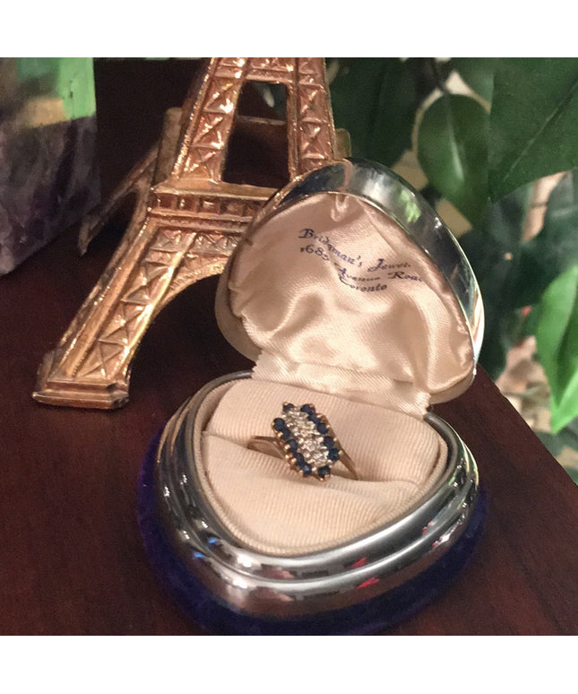10k Gold Sapphire & Diamonds cocktail ring