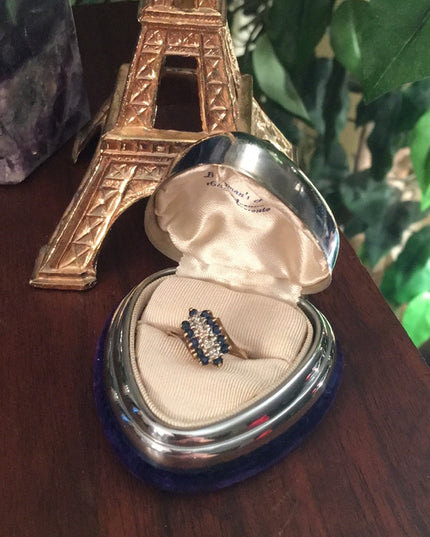 10k Gold Sapphire & Diamonds cocktail ring