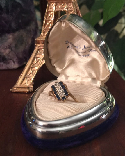 10k Gold Sapphire & Diamonds cocktail ring