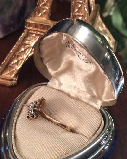 10k Gold Sapphire & Diamonds cocktail ring
