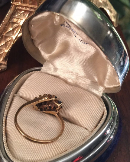 10k Gold Sapphire & Diamonds cocktail ring