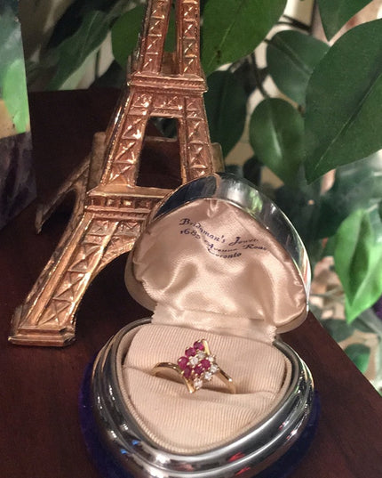 14k Gold Ruby & Diamond cocktail ring