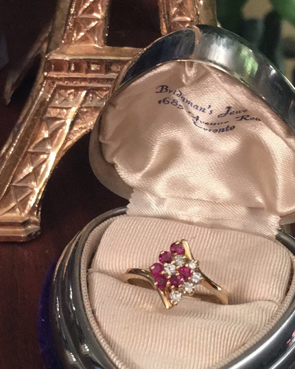 14k Gold Ruby & Diamond cocktail ring