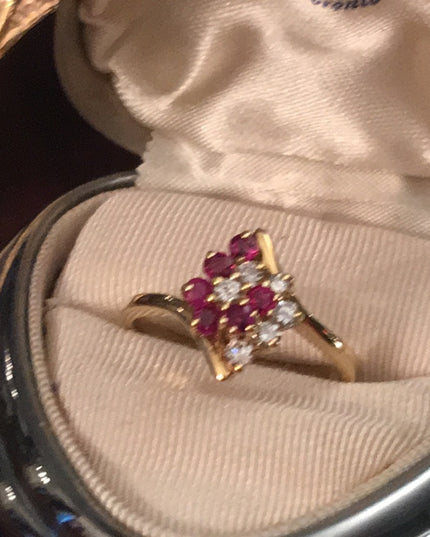 14k Gold Ruby & Diamond cocktail ring