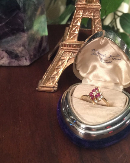 14k Gold Ruby & Diamond cocktail ring