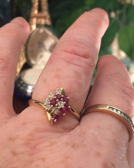 14k Gold Ruby & Diamond cocktail ring