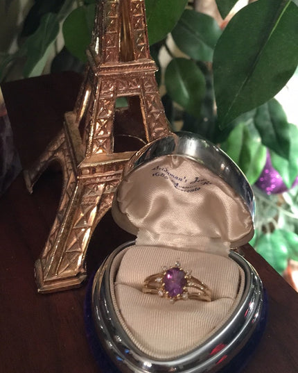 14k Gold Diamond & Amethyst ring