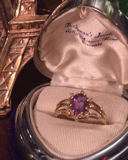 14k Gold Diamond & Amethyst ring
