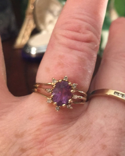 14k Gold Diamond & Amethyst ring