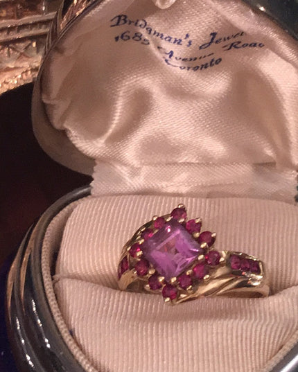 10k Gold Ruby & Amethyst fancy ring beautiful!